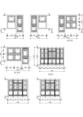 某地方單元經典仿古建筑常用門窗實用設計cad圖紙